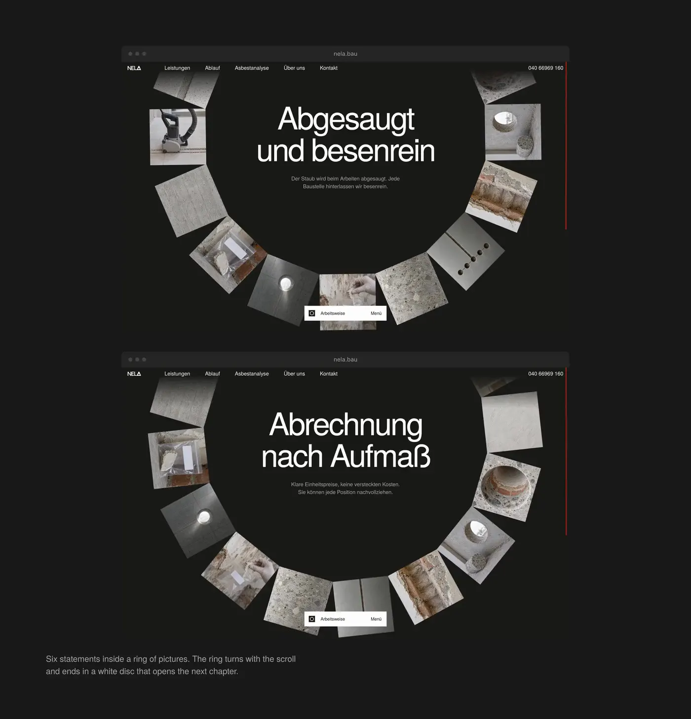 The ring of statements at two scroll positions
